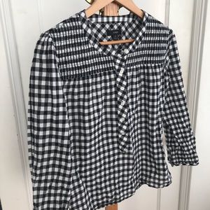 J.Crew small, cotton, black and white check shirt.